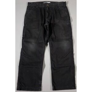 Carhartt Utility Work Pant Men 38x30 Black Relaxed Fit Twill B324-BLK